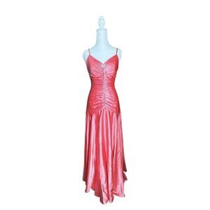 Vtg Jessica McClintock Gunne Sax Pink Satin Gown Dress Sz 5 90s Teen Rom-Com Y2K